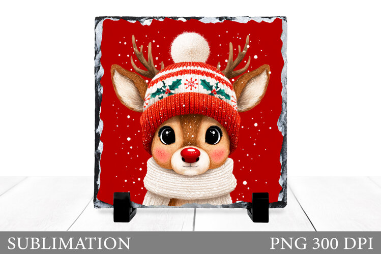Christmas Deer Sublimation. Christmas Deer Slate Design example image 1