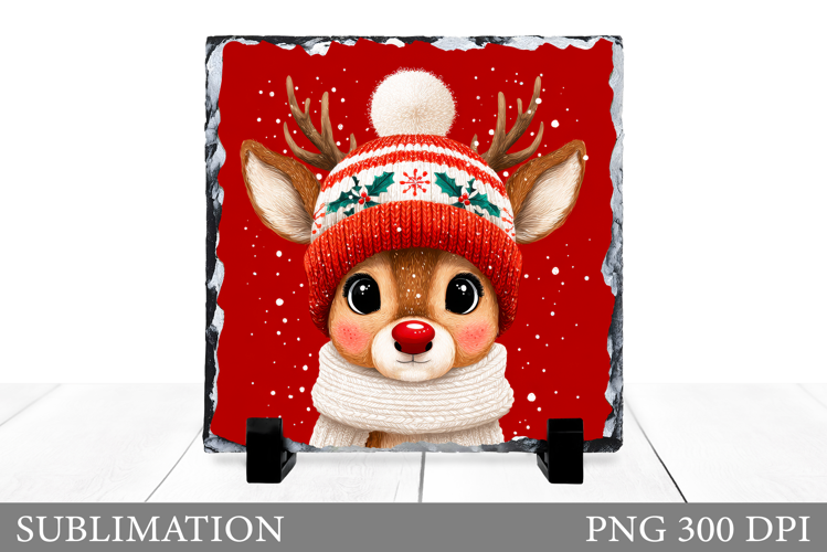 Christmas Deer Sublimation. Christmas Deer Slate Design