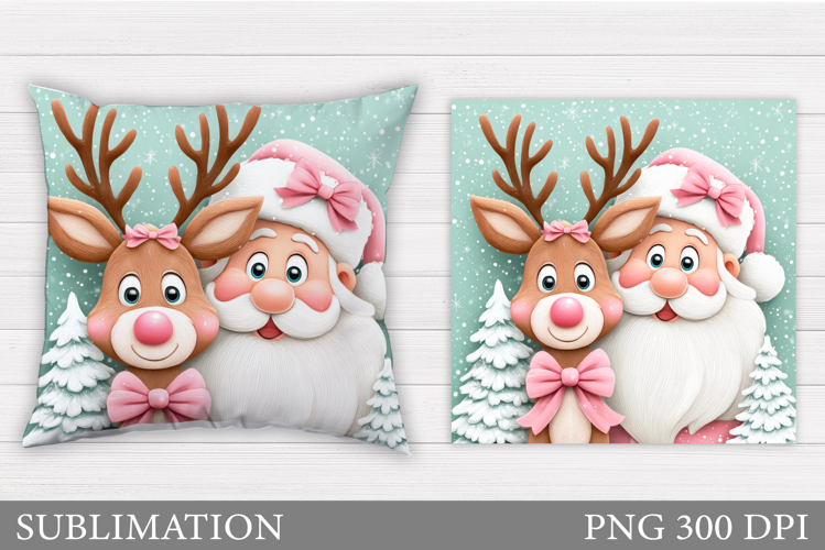 Santa Claus Pillow Design. Christmas Pillow Sublimation
