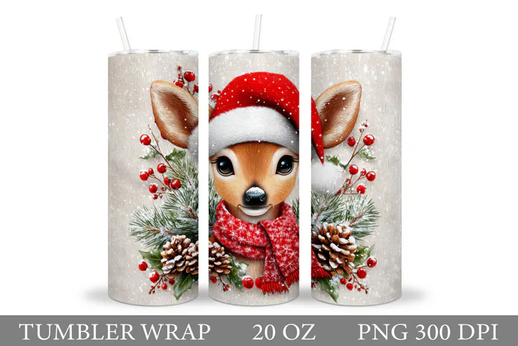 Christmas Deer Tumbler Design. Christmas Tumbler Sublimation