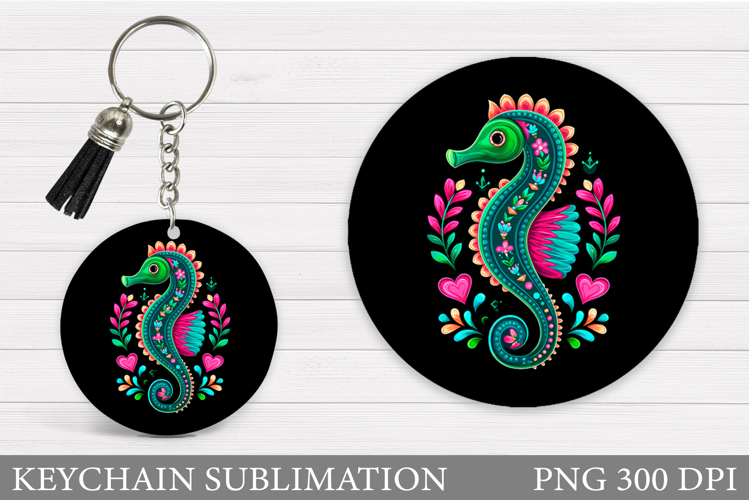 Seahorse Keychain Design. Cute Seahorse Sublimation
