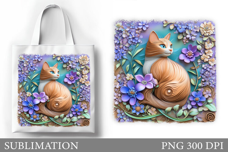 Cute Cat Sublimation. Cute Cat Tote Bag Sublimation example image 1