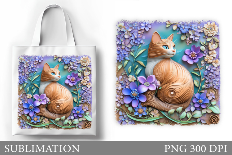 Cute Cat Sublimation. Cute Cat Tote Bag Sublimation