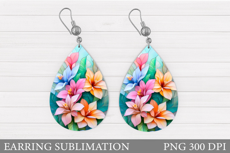 Flowers Teardrop Earring. Wildflowers Earring Sublimation