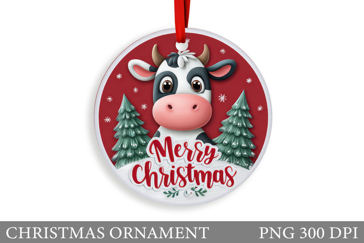 Cute Cow Christmas Ornament. Christmas Ornament Sublimation