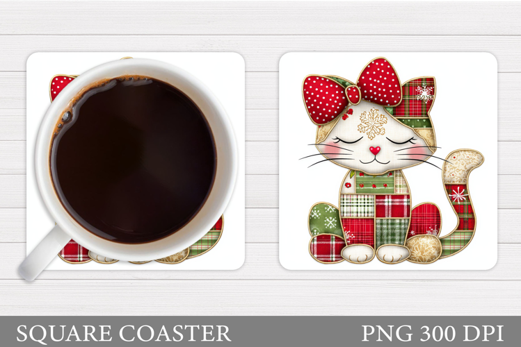 Christmas Cat Coaster Design. Christmas Coaster Sublimation