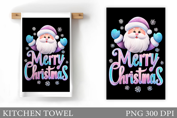 Santa Claus Kitchen Towel. Christmas Kitchen Towel Design
