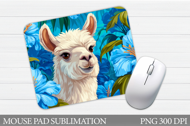 Lama Mouse Pad Design. Lama Flowers Mouse Pad Sublimation