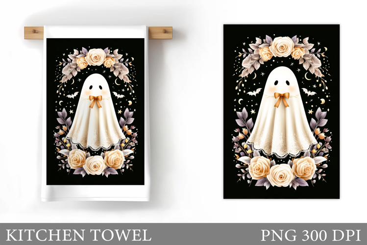 Cute Ghost Kitchen Towel. Cute Halloween Kitchen Towel