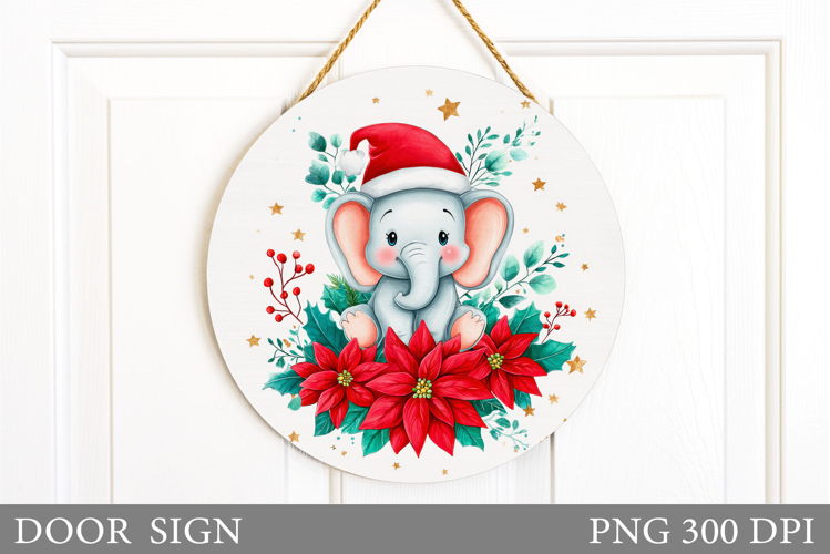 Christmas Elephant Door Sign. Christmas Door Sign Design