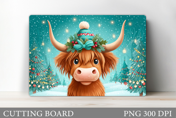 Highland Cow Cutting Board. Christmas Cutting Board Design