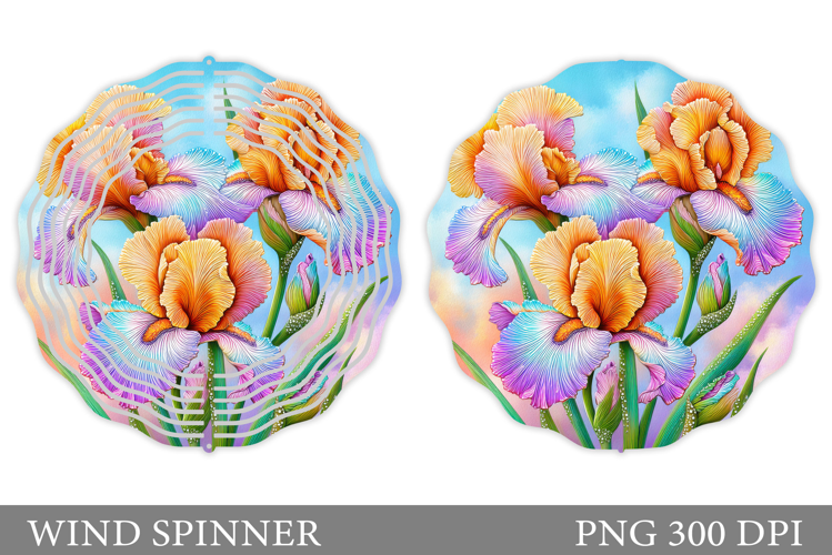 Irises Wind Spinner Design. Floral Wind Spinner Sublimation