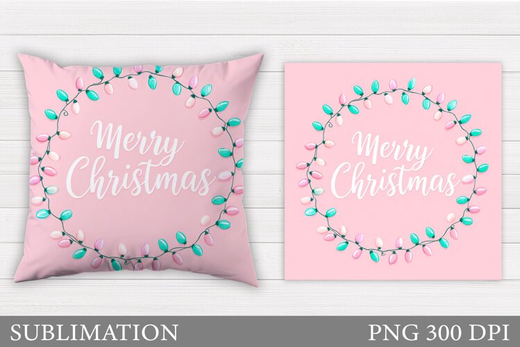 Merry Christmas Pillow Design. Christmas Pillow Sublimation example image 1