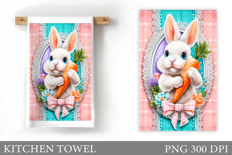 Cute Bunny Kitchen Towel Design. Cute Bunny Sublimation