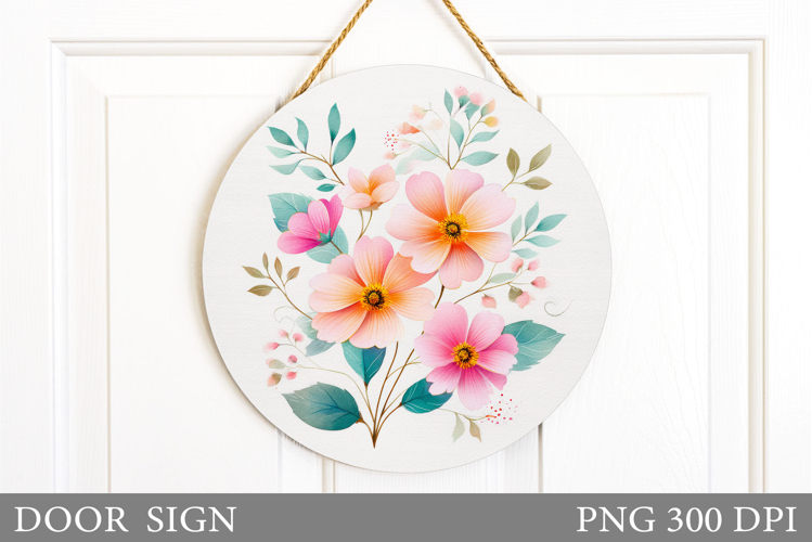 Flowers Door Sign Design. Floral Door Sign Sublimation
