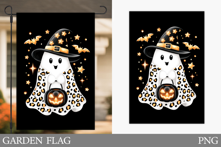 Cute Ghost Garden Flag. Halloween Garden Flag Design