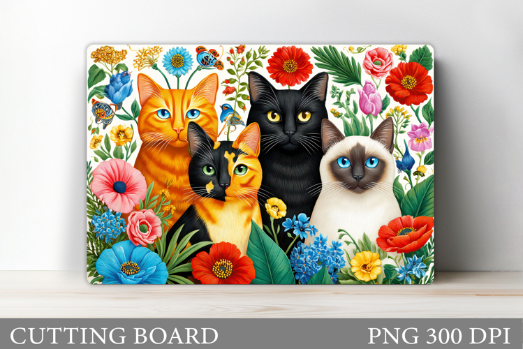 Cute Cats Cutting Board Design. Cute Cats Sublimation