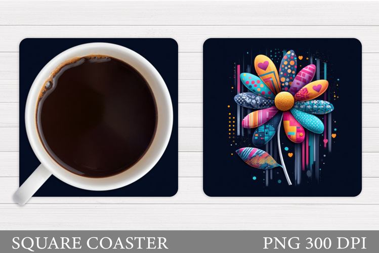 Flower Coaster Design. Floral Coaster Sublimation