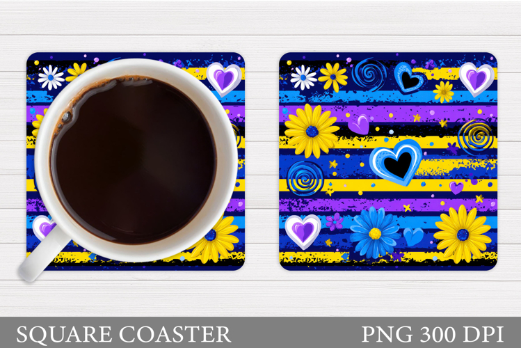 Floral Coaster Sublimation. Flowers Coaster Design