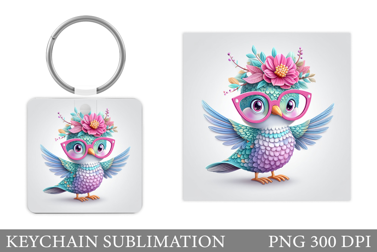Cute Bird Keychain Design. Cute Bird Sublimation