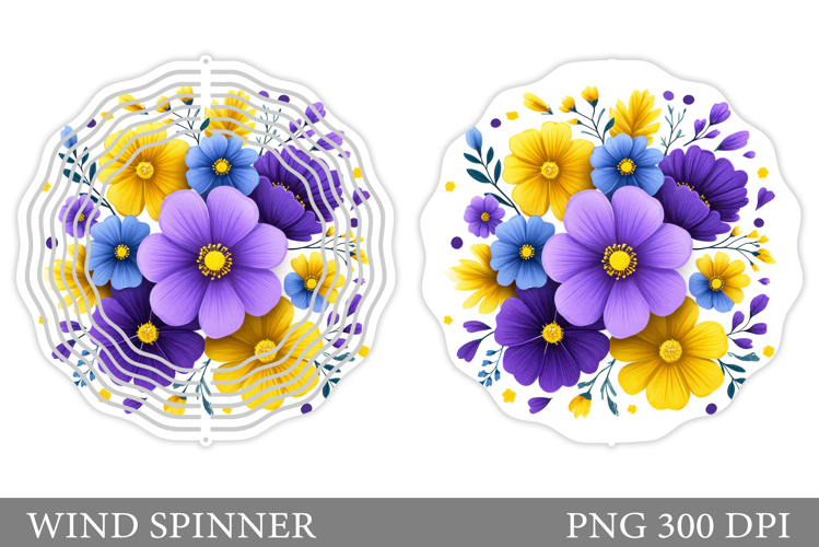 Floral Wind Spinner Sublimation. Flowers Wind Spinner Design
