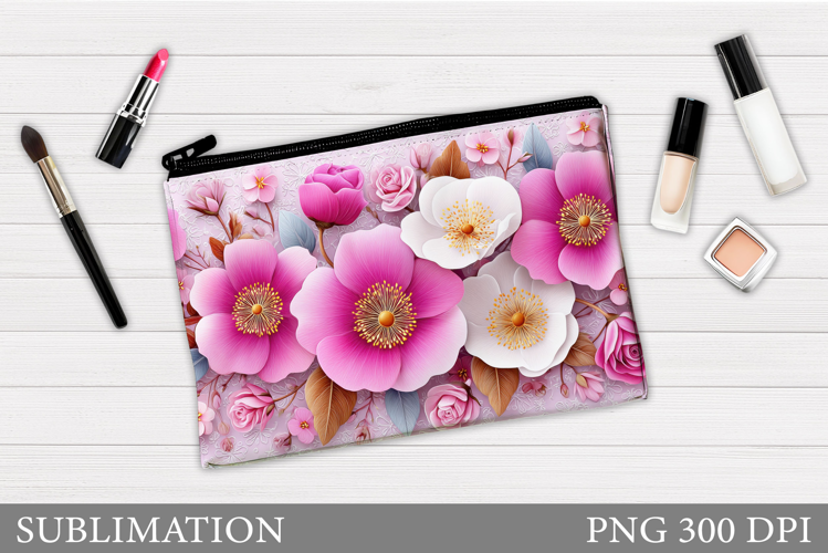 Flowers Makeup Bag Design. Flowers Cosmetics Bag Sublimation