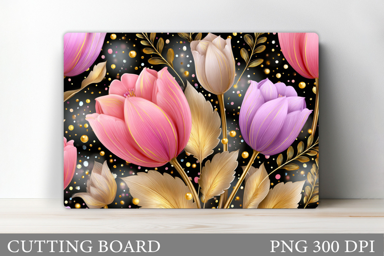 Tulips Cutting Board. Flowers Cutting Board Sublimation