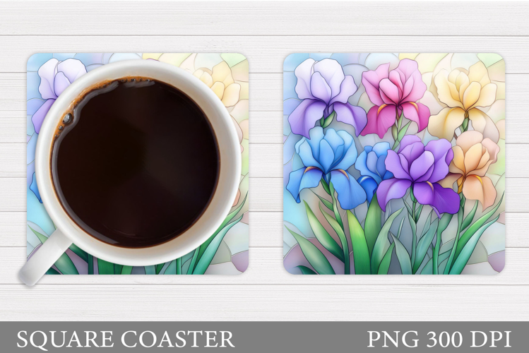Irises Coaster Sublimation. Floral Coaster Design