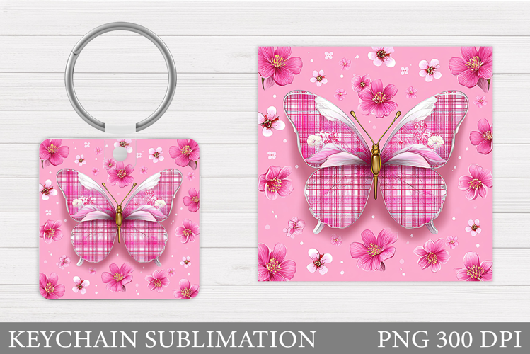 Butterfly Keychain Design. Butterfly Square Keychain