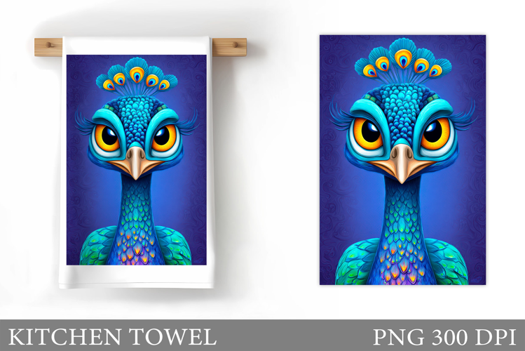 Peacock Kitchen Towel. Peacock Sublimation