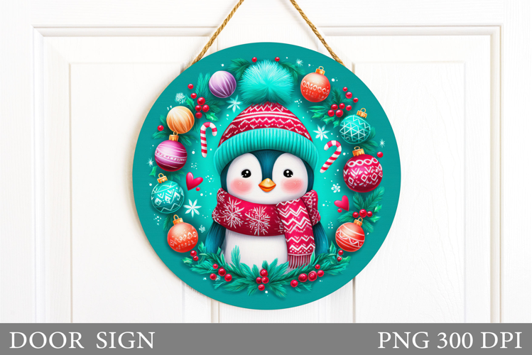 Christmas Penguin Door Sign. Christmas Door Sign Design