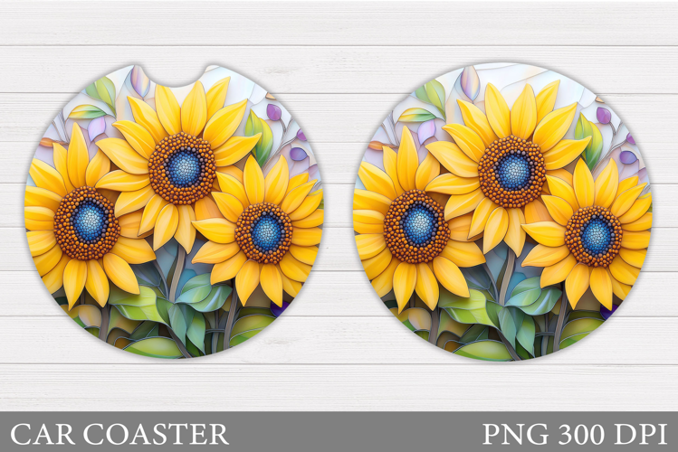 Sunflowers Car Coaster. Sunflowers Coaster Sublimation