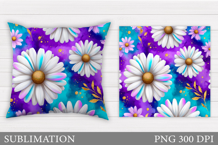 Daisy Flowers Pillow Sublimation. Flowers Pillow Design
