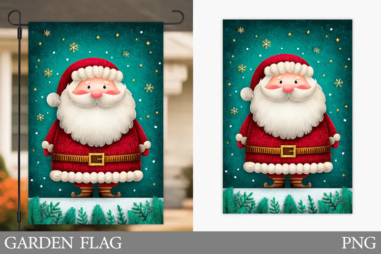 Santa Claus Garden Flag. Christmas Garden Flag Sublimation