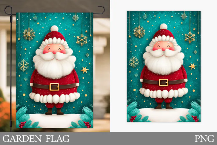 Santa Claus Garden Flag. Christmas Garden Flag Sublimation