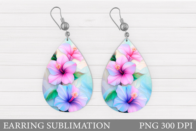 Flowers Earring Sublimation. Flowers Teardrop Earring