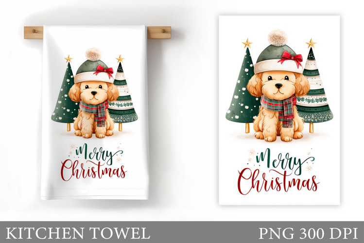 Christmas Dog Kitchen Towel. Christmas Kitchen Towel Design