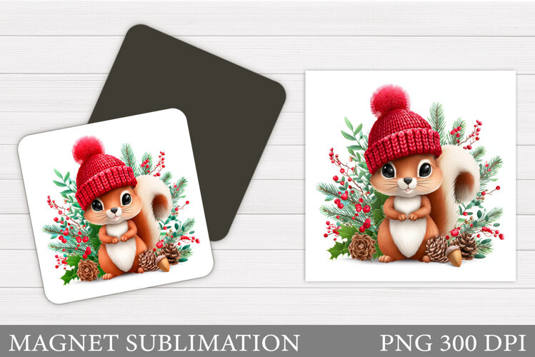 Cute Squirrel Magnet. Christmas Magnet Sublimation example image 1