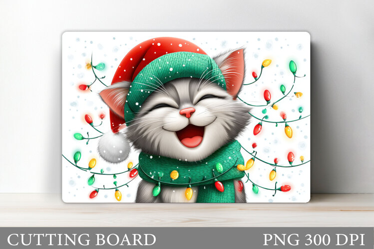 Christmas Cat Cutting Board. Christmas Cutting Board Design example image 1