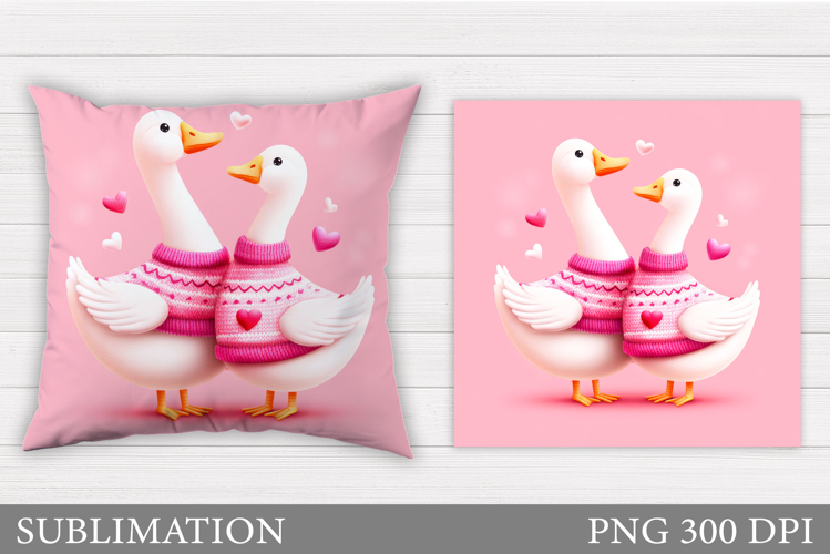 Valentines Goose Pillow. Valentines Pillow Sublimation
