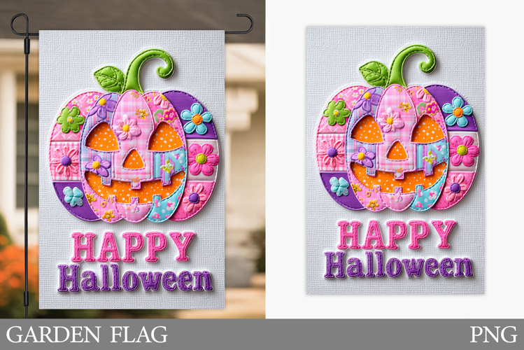 Halloween Garden Flag Design. Halloween Pumpkin Garden Flag