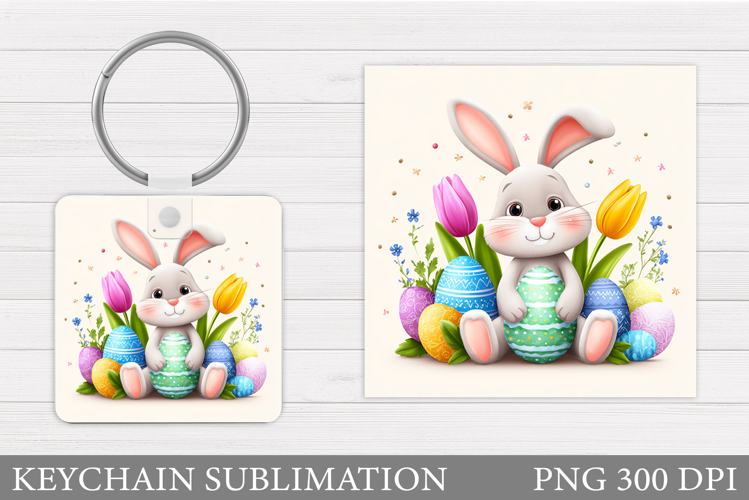 Easter Bunny Keychain Sublimation. Easter Keychain Design