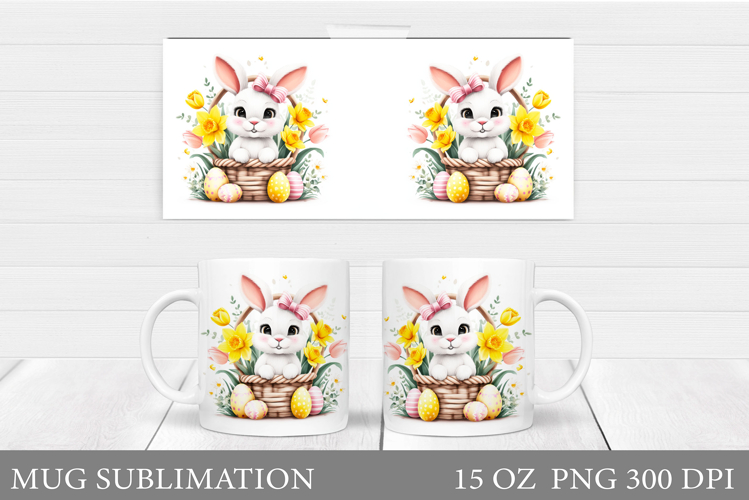 Easter Bunny Mug Design. Easter Mug Wrap Sublimation