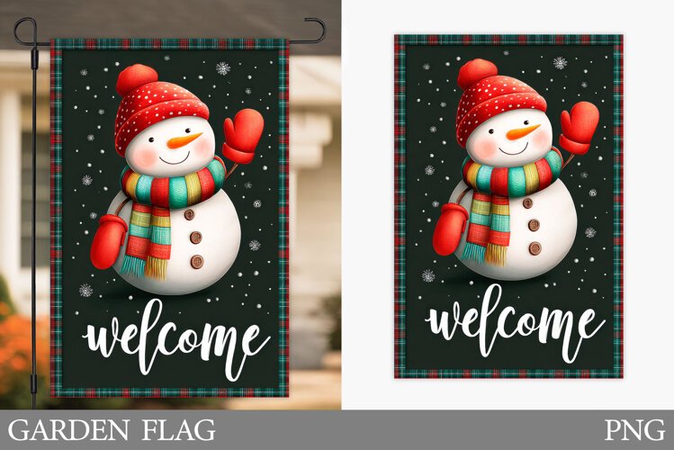 Snowman Garden Flag. Christmas Garden Flag Design example image 1