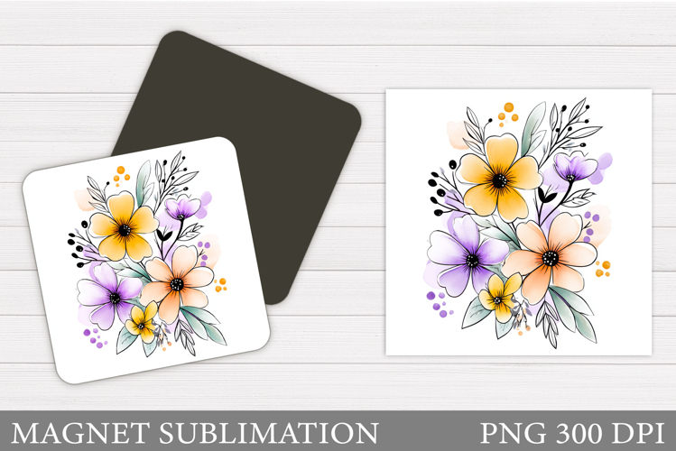 Flowers Magnet Design. Floral Magnet Sublimation