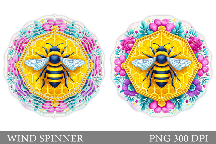 Bee Wind Spinner Sublimation. Flowers Wind Spinner Design
