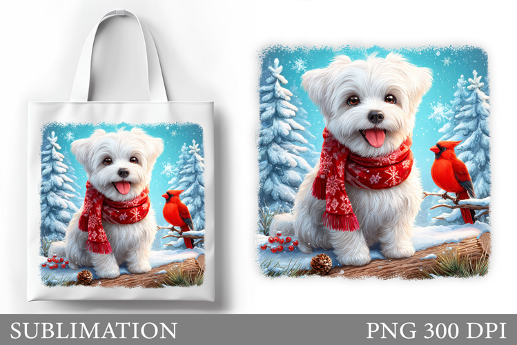 Christmas Dog Tote Bag. Christmas Tote Bag Sublimation