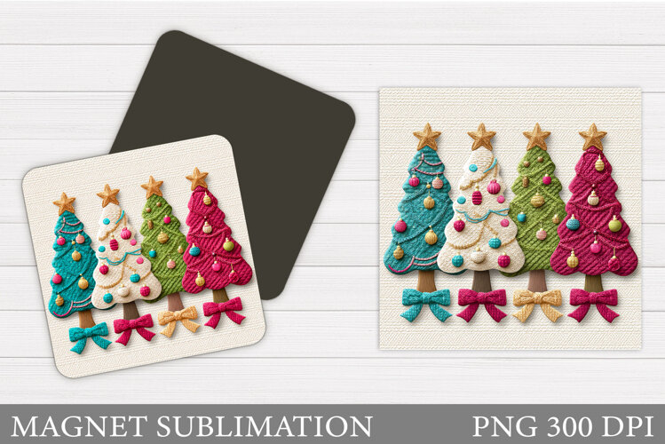 Crochet Christmas Tree Magnet. Christmas Magnet Sublimation example image 1