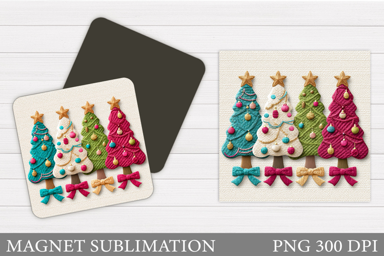 Crochet Christmas Tree Magnet. Christmas Magnet Sublimation