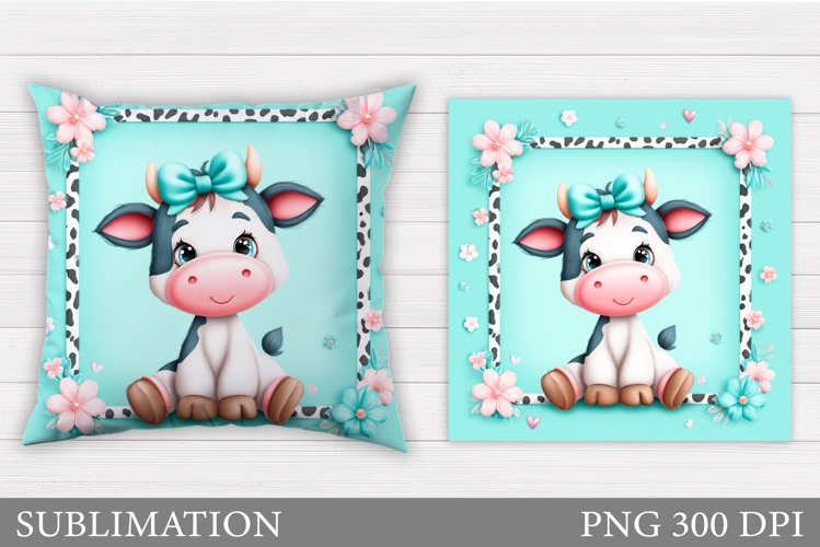 Cute Cow Pillow Design. Cute Cow Sublimation